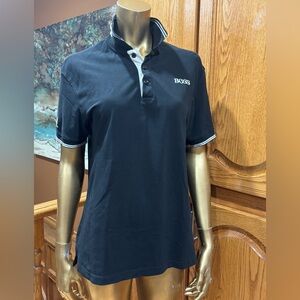 Boss Black Polo Shirt with White Accents, slim fit